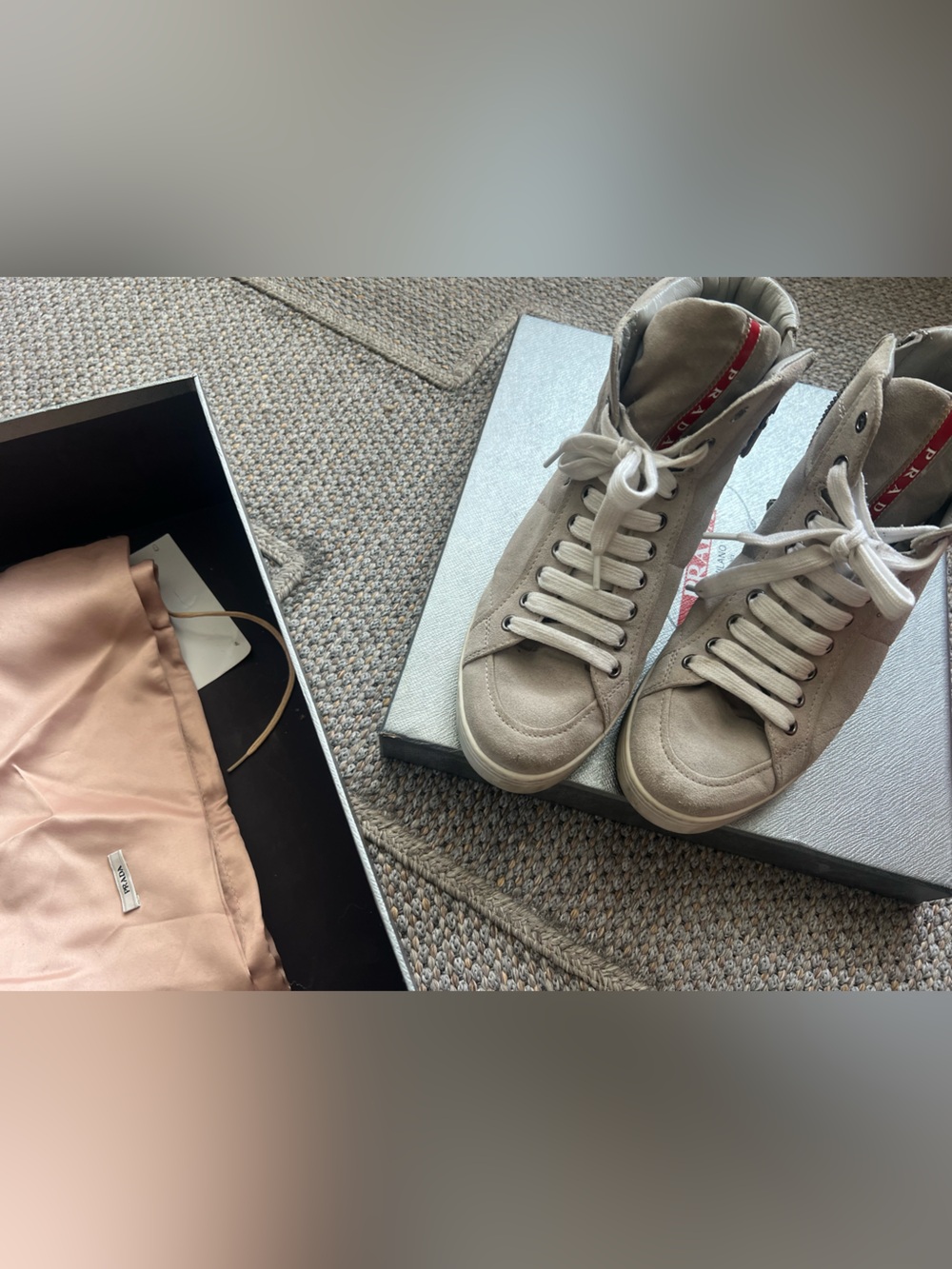Prada Taupe Suede Low-Top Sneakers size 39